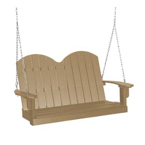 Classic 2-Person Weathered Wood Plastic Savannah Porch Swing