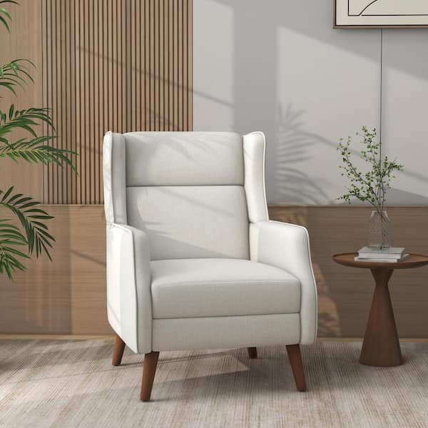 Uixe 27 in. Modern Beige Upholstered Linen Arm Chair CH0006