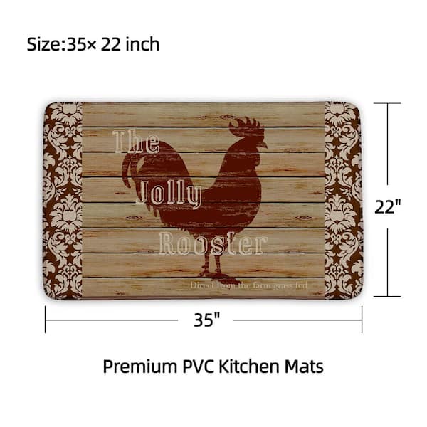 Rooster Kitchen Rug Memory Foam Kitchen Mat Set of 2, Farmhouse Decor for  The Kitchen Mats Cushioned Anti Fatigue 2 Piece Set and Chicken Kitchen Mat