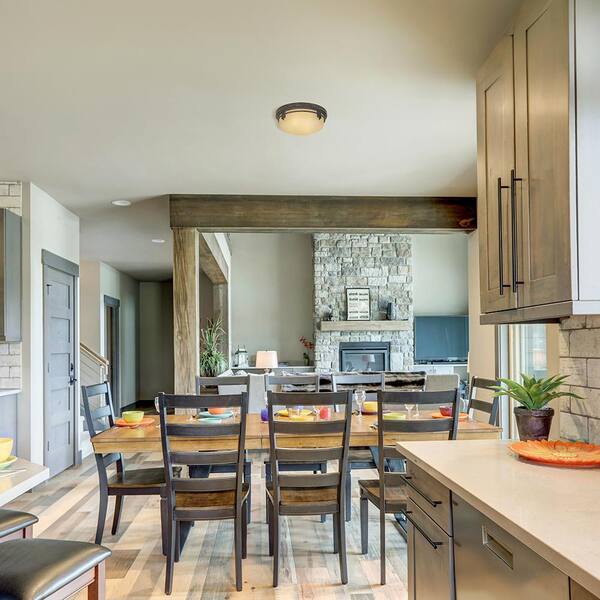 Designers Fountain - Mission Ridge 13 in. Mission Warm mahogany Medium-Base (E26) Bulb Flush Mount for Kitchens