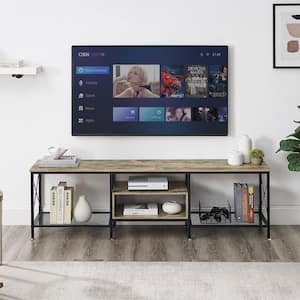 GHOUSE SSuper 43.30 in. Black Glass TV Stand Fits TV's up to 65 in. with  3-Tier Shelves HFW24105047 - The Home Depot