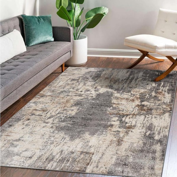Luxe Weavers Euston Collection Gray-Gray 4x5 Modern Abstract Area Rug