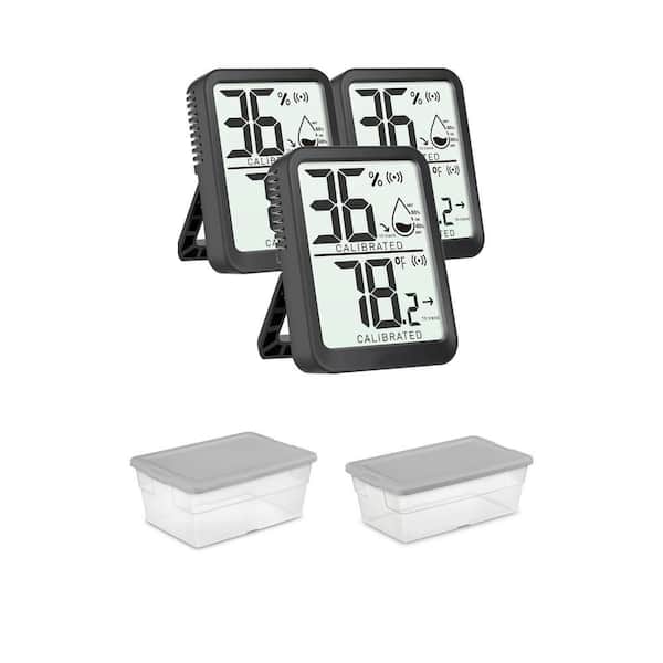 Digital Wireless Thermometer Hygrometer 3-Pack, 16 qt. Storage Box, and 6 Qt. Storage Box Combo