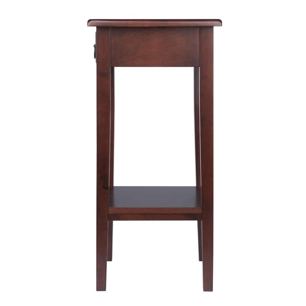 Transitional Regalia 29.5" Walnut Wood & Stone Accent Table with Storage