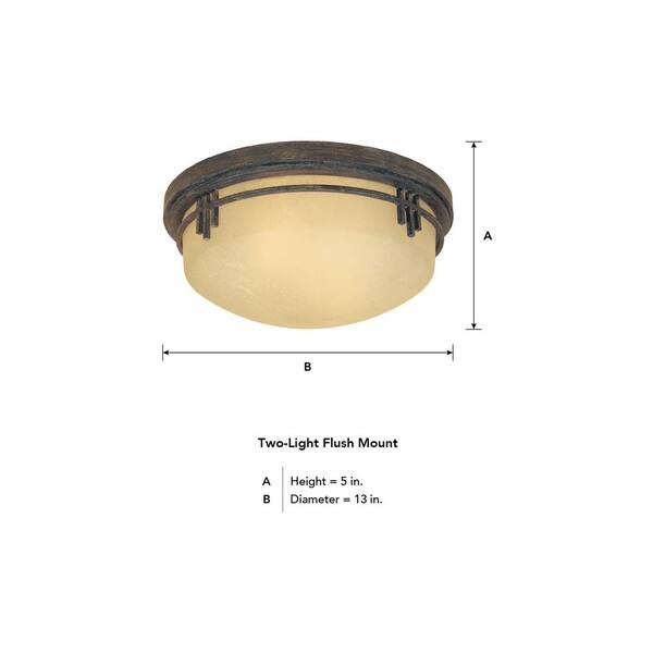 Designers Fountain - Mission Ridge 13 in. Mission Warm mahogany Medium-Base (E26) Bulb Flush Mount for Kitchens