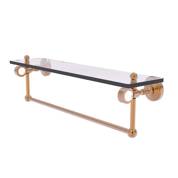 Allied Brass Pacific Grove 22 in. W 6.4 in. H x 5.13 in. D Glass Rectangular Shelf in Brushed Bronze with Towel Bar