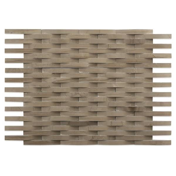 Ivy Hill Tile 3D Reflex Athens Gray 9 in. x 11.5 in. x 12 mm Marble Mosaic Wall Tile