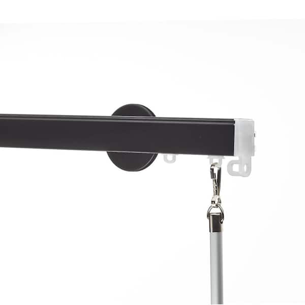 Art Decor Nexgen Pro 48 in. Non-Adjustable Traverse Window Curtain Rod Set in Black