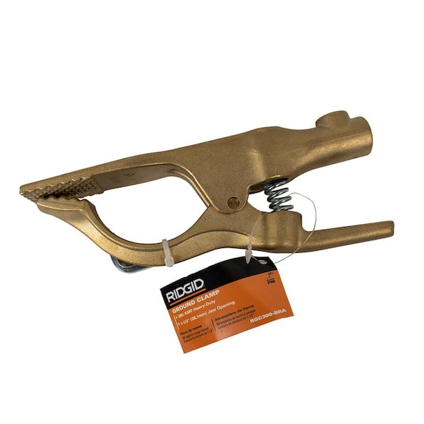 RIDGID 300 Amp Heavy Duty Brass Ground Clamp Accepts up to #2 Welding Cable