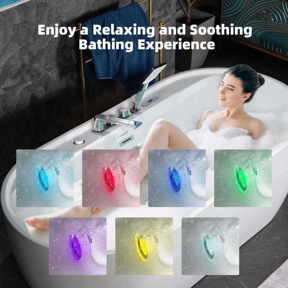 72'' White Acrylic Freestanding Heated Whirlpool Tub