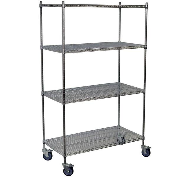Storage Concepts Chrome 4 Tier Rolling, 60 X 24 X 72 Shelving