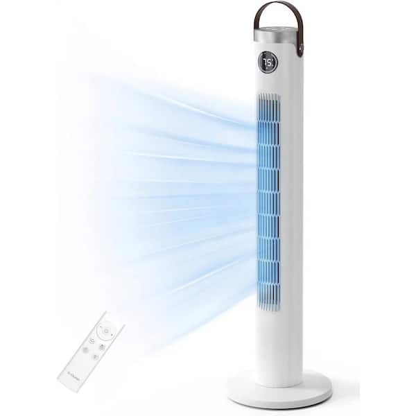 Cool Air 46 in. 3 Fan Speeds Bladeless Tower Fan in White with Remote, LED Display, 3 Wind Modes Setting and 24H Timer