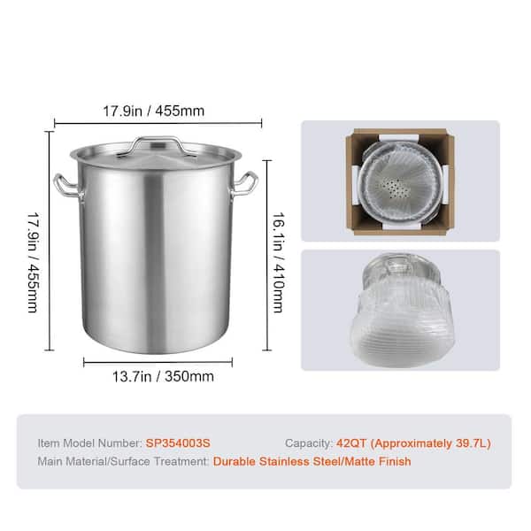 SVOPES 42 Qt. Stainless Steel Stockpot, Heavy Duty Cookware with