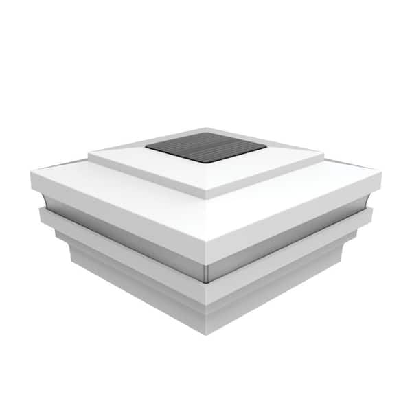 4.25 in. x 4.25 in. White Aluminum Rail Solar LED Post Cap