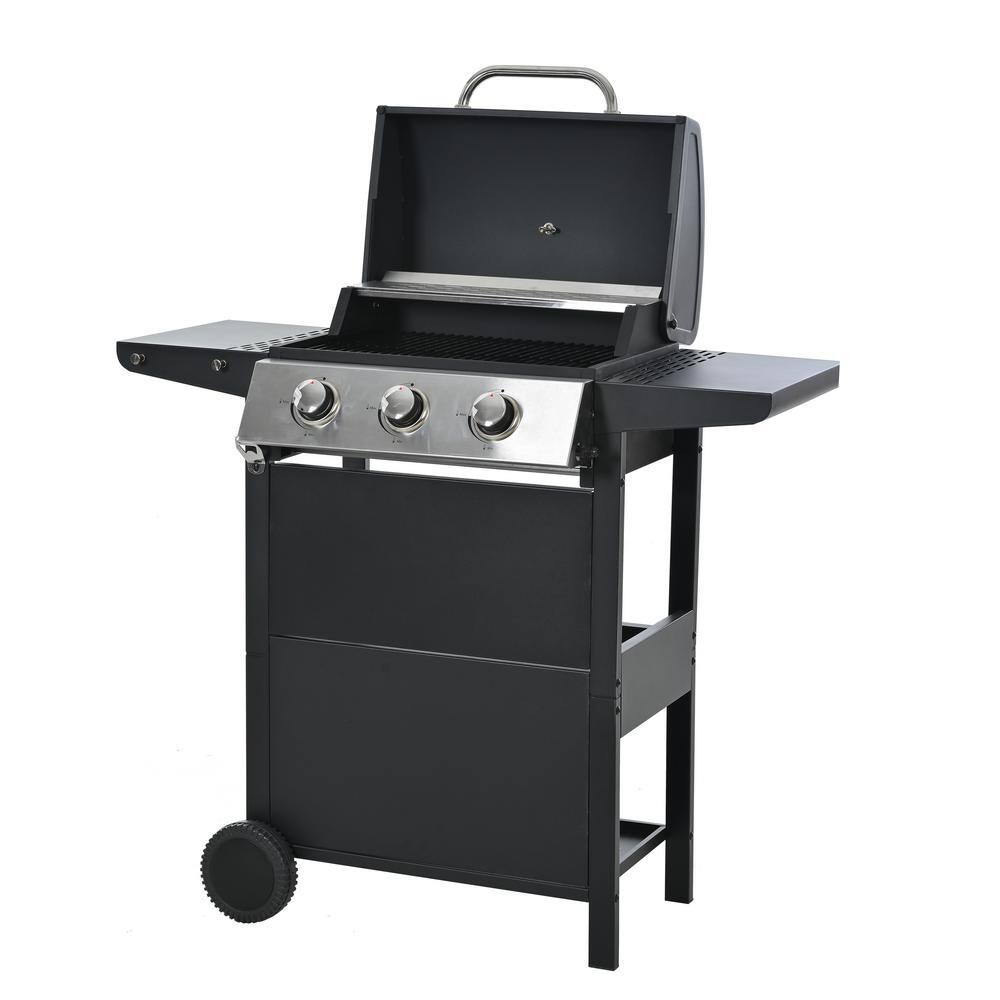 Cesicia 3Burner Propane Gas Grill Aluminium in Black with Cover