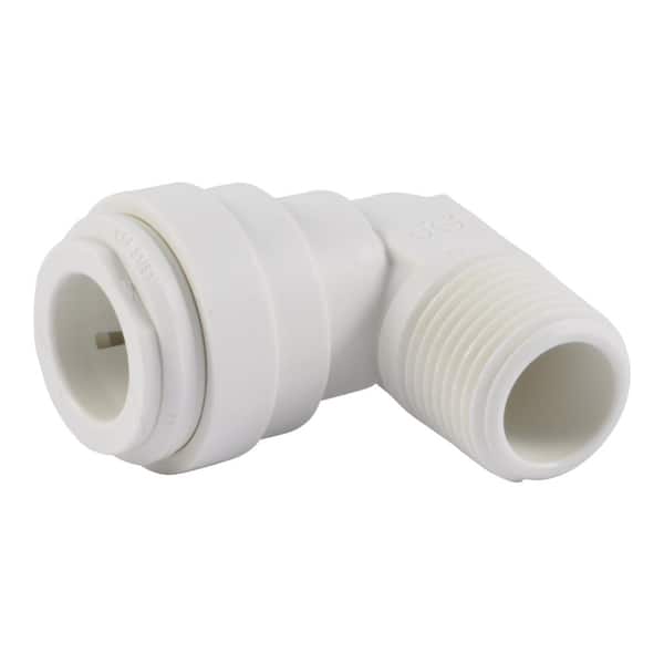 John Guest 1/2 in. O.D. Push-to-Connect x 3/8 in. MIP NPTF Polypropylene 90° Elbow Adapter Fitting