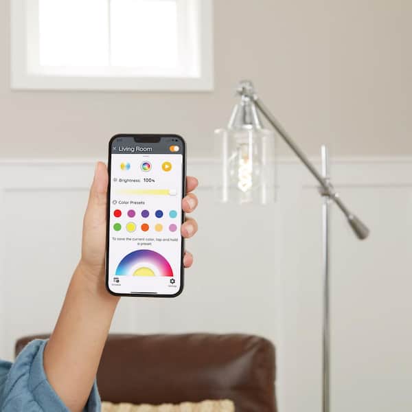 60-Watt Equivalent Smart G25 Clear Color Changing CEC LED Light Bulb with Voice Control Powered by Hubspace (4-Pack)