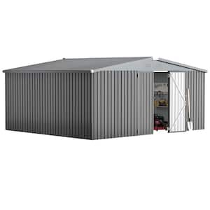 AECOJOY 14 ft. W x 12 ft. D Metal Shed with Double Lockable Doors