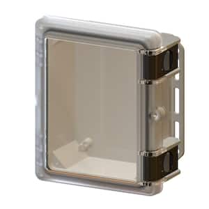 9.7 in. L x 8.2 in. W x 4.3 in. H Polycarbonate Clear Hinged Latch Top Cabinet Enclosure with Gray Bottom
