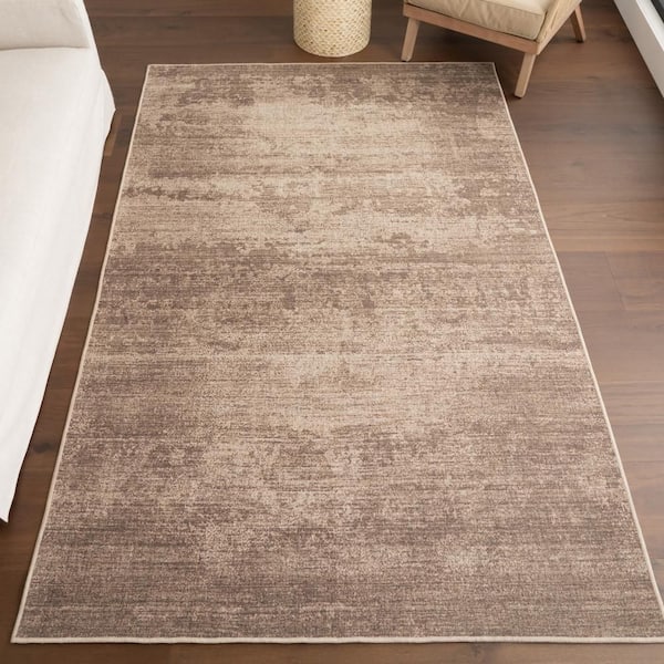 Evelina Vintage Solid Washable Brown 8 ft. x 10 ft. Indoor Area Rug