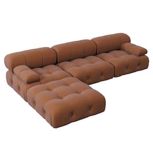 J&E Home 139 in. W Velvet 3 Seater Free Combination Sofa