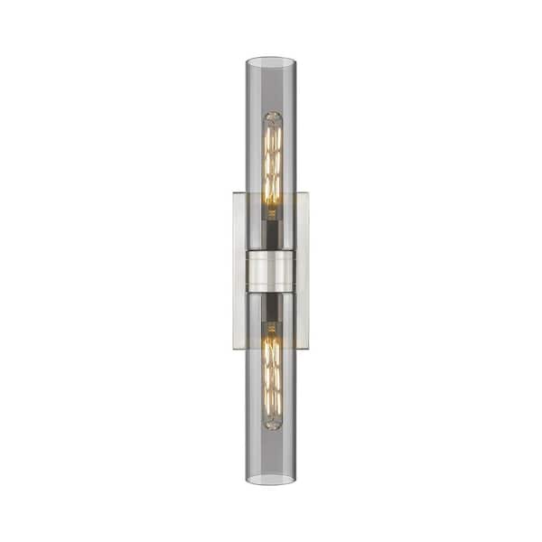 Innovations Ballston Urban 24 in. 2-Light Satin Nickel Vanity Light with Glass Shade