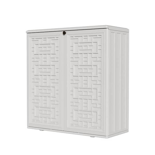 Unbranded 61 gal. Whie Resin Outdoor Storage Cabinet Deck Box