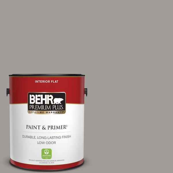 BEHR PREMIUM PLUS 1 gal. #BNC-17 Casual Gray Flat Low Odor Interior Paint & Primer