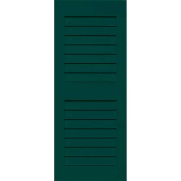 Home Fashion Technologies 14 in. x 29 in. Louver/Louver Behr Hidden Forrest Solid Wood Exterior Shutter
