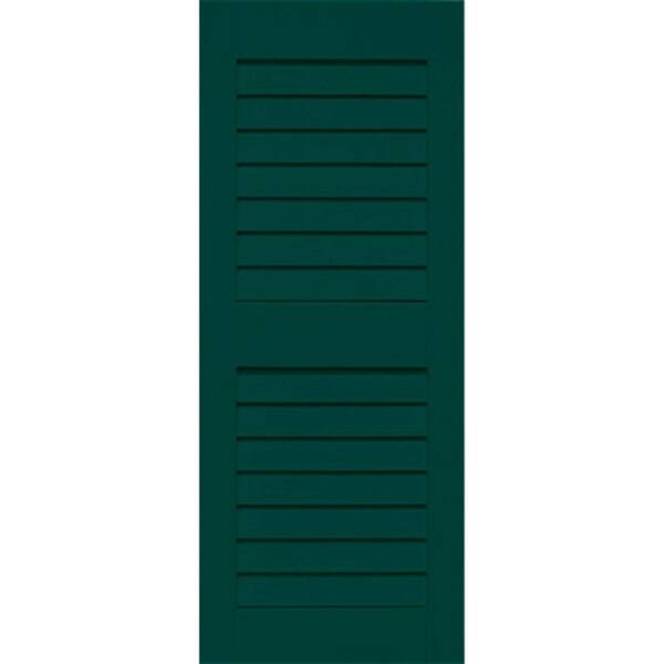 Home Fashion Technologies 14 in. x 47 in. Solid Wood Louver Exterior Shutters 4 Pair Behr Hidden Forest-DISCONTINUED