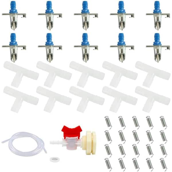 N/A Automatic Rabbit Watering System Kit w/ 10 Nipple Drinkers, Poultry Watering System, 5/16 in. Hose, G 1/2 in. Connector