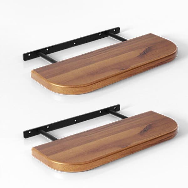 Unbranded 17 in. W x 6 in. D Rustic Brown Wood Decorative Wall Shelf (Set of 2)