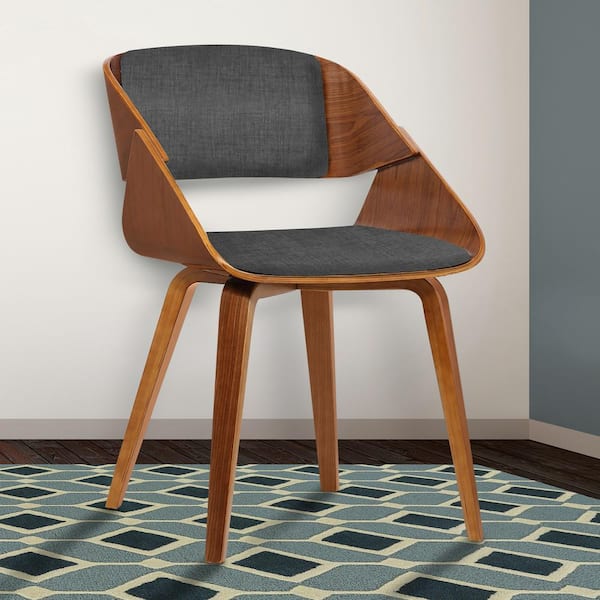 Armen Living Ivy 30 in. Charcoal Fabric and Walnut Wood Finish Dining Chair
