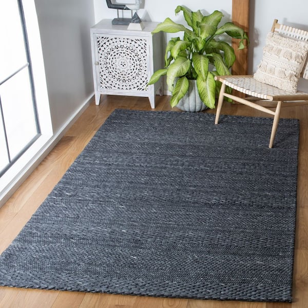 Marbella Charcoal 6 ft. x 9 ft. Striped Solid Color Area Rug