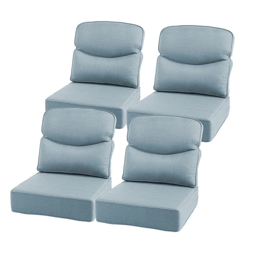 24 in. x 24 in. x 6 in. 8-Piece Olefin Deep Thick Seating Outdoor Lounge Chair Sofa Replacement Cushion in Baby Blue