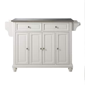 Cambridge White Kitchen Island with Stainless Steel Top