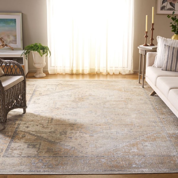 Atlas 8 ft. x 10 ft. Camel/Stone Antique Medallion Area Rug