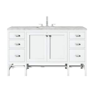 Addison 60.0 in. W x 23.5 in. D x 35.5 in. H Bathroom Vanity in Glossy White with Victorian Silver Silestone Quartz Top