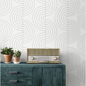 31.35 sq. ft. Lunar Rock and Metallic Pearl Zen Geo Vinyl Peel and Stick Wallpaper Roll