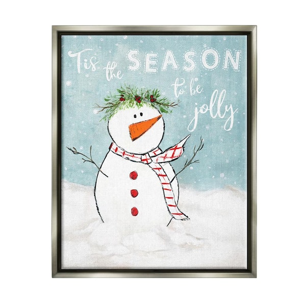 Stupell Industries Tis the Season Snowman by Janet Tava 1-Piece Floater Frame Graphic Print Typography Poster Art Print 21 in. x 17 in.