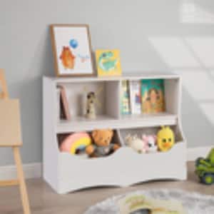 White Kids Toy Storage with Bookshelves