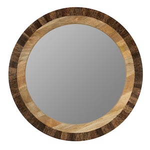 Hollis 32 in. W x 32 in. H Round Wood Frame Wall Mirror