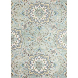 Valencia Lt. Green 4 ft. x 6 ft. (3'6" x 5'6") Geometric Transitional Accent Rug