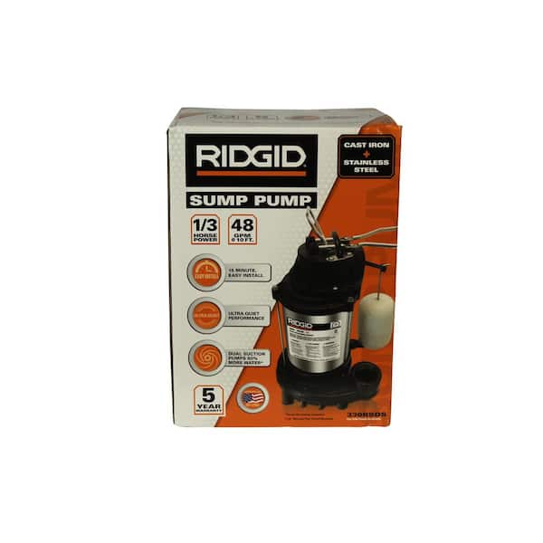 RIDGID 1/2 HP Stainless Steel Dual Suction Sump Pump 500RSDS - The Home  Depot
