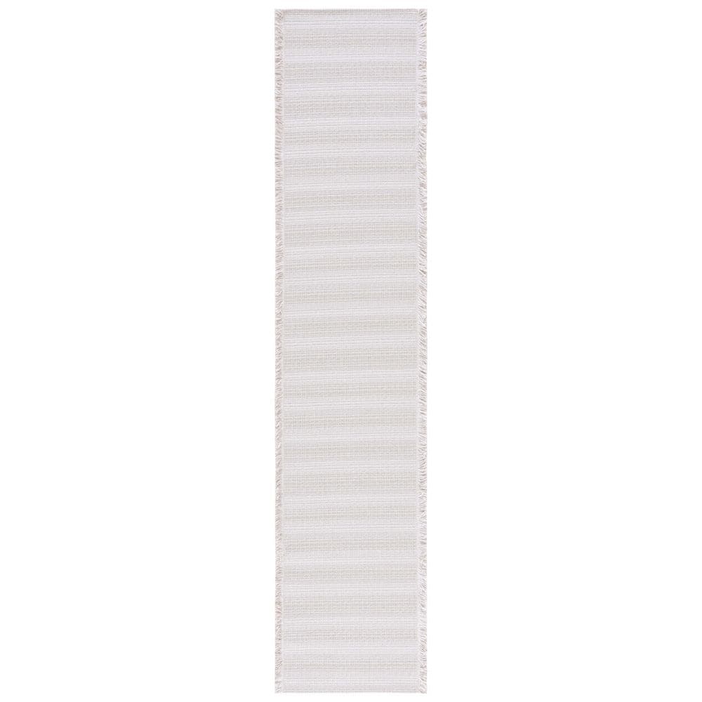 Augustine Ivory/Beige Striped Synthetic 2' x 9' Runner Rug