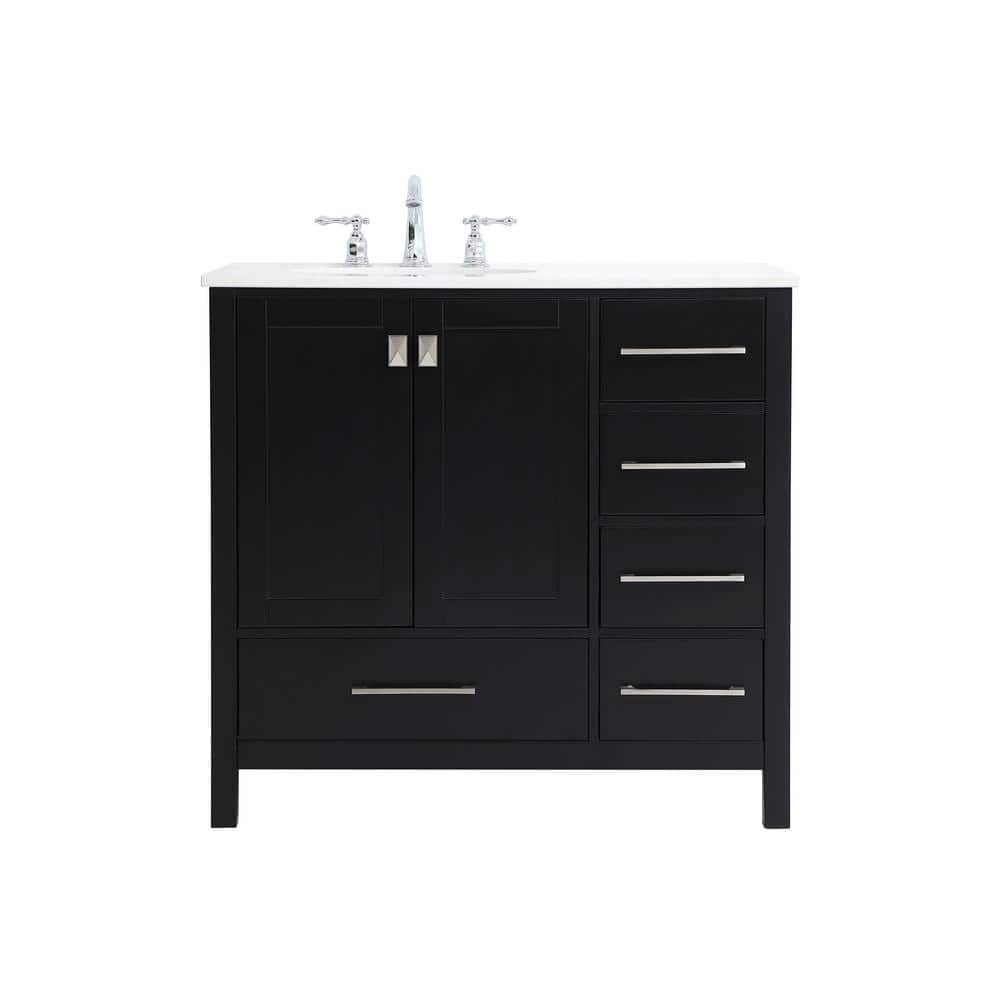 Simply Living 36 in. W x 22 in. D x 34 in. H Bath Vanity in Black with Cala