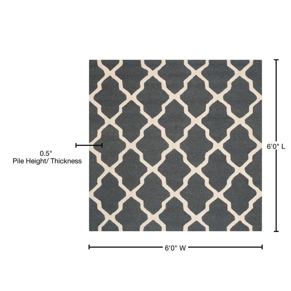 Hand-Tufted Cambridge Square Gray Wool 6' Area Rug