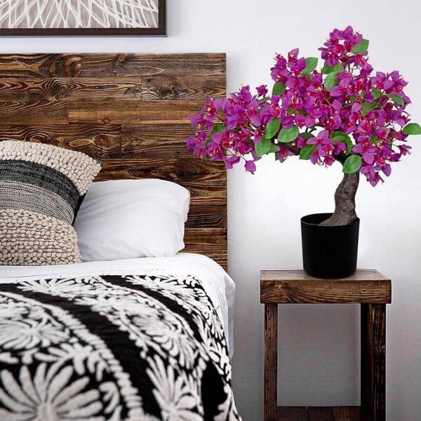 Purple 2 ft. Artificial Bougainvillea Tree in Black Pot HDD4LMY89F