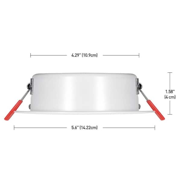Slimline 4 in. Wet Rated White Round Integrated LED Canless Recessed Kit, for Bathroom and Livingroom (4-Pack)