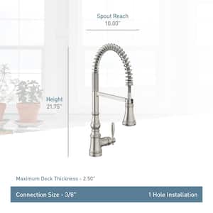 Weymouth Single-Handle Pre-Rinse Spring Pulldown Sprayer Kitchen Faucet with Power Clean in Spot Resist Stainless